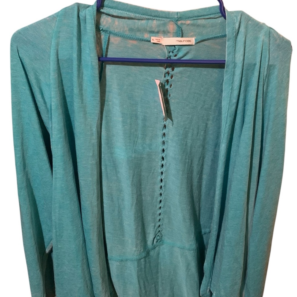 Maurices Aqua Blue Open Front Cardigan Sz.Xl